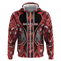 Aotearoa Ngapuhi Hoodie Maori Red Tribal Paua Shell Pattern