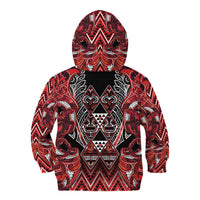 Aotearoa Ngapuhi Kid Hoodie Maori Red Tribal Paua Shell Pattern