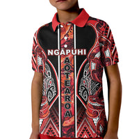 Aotearoa Ngapuhi Kid Polo Shirt Maori Red Tribal Paua Shell Pattern