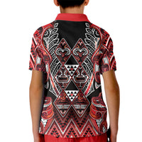 Aotearoa Ngapuhi Kid Polo Shirt Maori Red Tribal Paua Shell Pattern