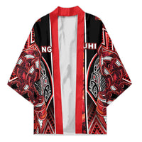 Aotearoa Ngapuhi Kimono Maori Red Tribal Paua Shell Pattern