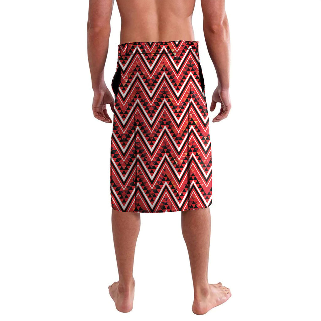 Aotearoa Ngapuhi Lavalava Maori Red Tribal Paua Shell Pattern