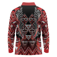 Aotearoa Ngapuhi Long Sleeve Polo Shirt Maori Red Tribal Paua Shell Pattern