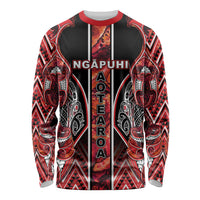 Aotearoa Ngapuhi Long Sleeve Shirt Maori Red Tribal Paua Shell Pattern