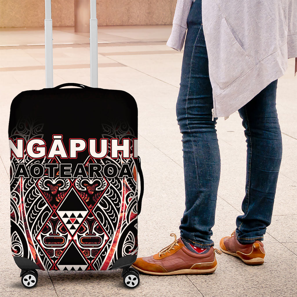 Aotearoa Ngapuhi Luggage Cover Maori Red Tribal Paua Shell Pattern