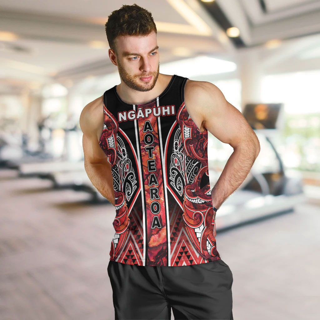 Aotearoa Ngapuhi Men Tank Top Maori Red Tribal Paua Shell Pattern DT05 Red - Polynesian Pride