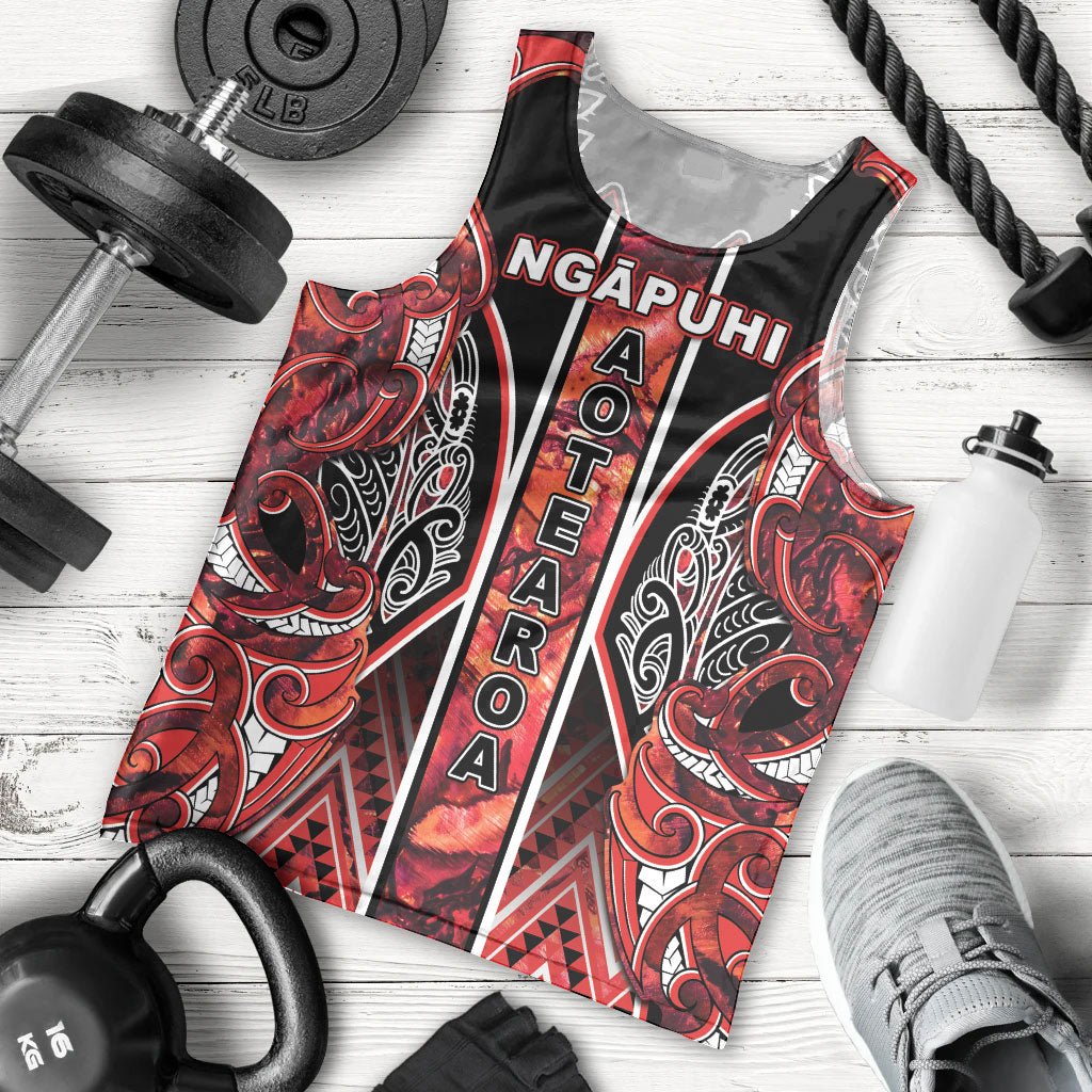 Aotearoa Ngapuhi Men Tank Top Maori Red Tribal Paua Shell Pattern