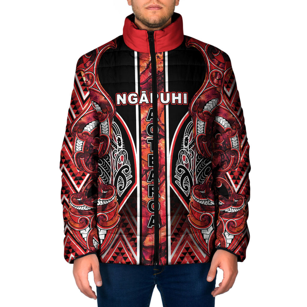 Aotearoa Ngapuhi Padded Jacket Maori Red Tribal Paua Shell Pattern DT05 Men Red - Polynesian Pride