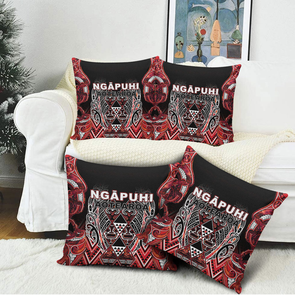 Aotearoa Ngapuhi Pillow Cover Maori Red Tribal Paua Shell Pattern