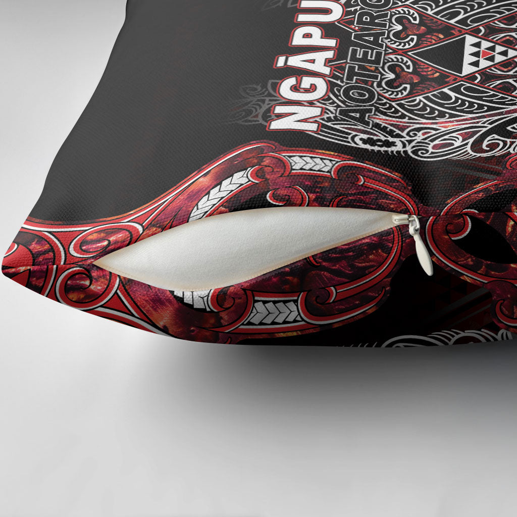 Aotearoa Ngapuhi Pillow Cover Maori Red Tribal Paua Shell Pattern