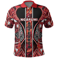 Aotearoa Ngapuhi Polo Shirt Maori Red Tribal Paua Shell Pattern