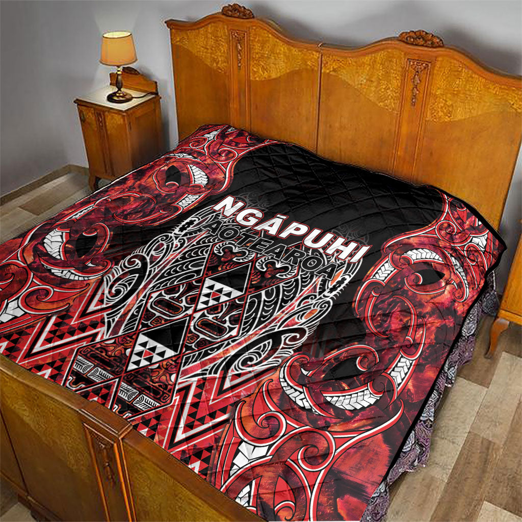 Aotearoa Ngapuhi Quilt Maori Red Tribal Paua Shell Pattern