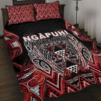 Aotearoa Ngapuhi Quilt Bed Set Maori Red Tribal Paua Shell Pattern