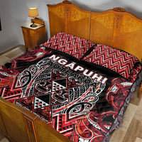 Aotearoa Ngapuhi Quilt Bed Set Maori Red Tribal Paua Shell Pattern