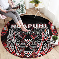 Aotearoa Ngapuhi Round Carpet Maori Red Tribal Paua Shell Pattern
