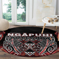 Aotearoa Ngapuhi Round Carpet Maori Red Tribal Paua Shell Pattern