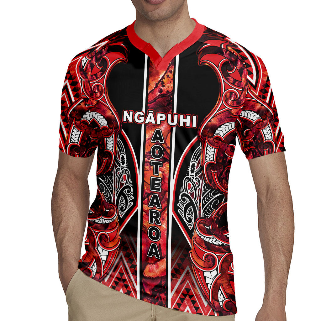 Aotearoa Ngapuhi Rugby Jersey Maori Red Tribal Paua Shell Pattern