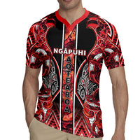 Aotearoa Ngapuhi Rugby Jersey Maori Red Tribal Paua Shell Pattern