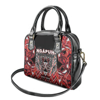 Aotearoa Ngapuhi Shoulder Handbag Maori Red Tribal Paua Shell Pattern