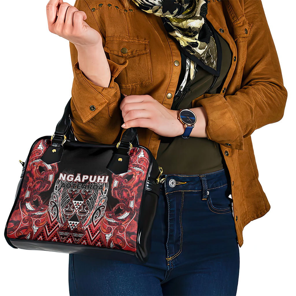 Aotearoa Ngapuhi Shoulder Handbag Maori Red Tribal Paua Shell Pattern
