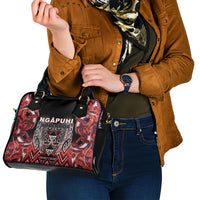 Aotearoa Ngapuhi Shoulder Handbag Maori Red Tribal Paua Shell Pattern