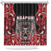 Aotearoa Ngapuhi Shower Curtain Maori Red Tribal Paua Shell Pattern