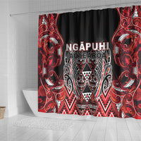 Aotearoa Ngapuhi Shower Curtain Maori Red Tribal Paua Shell Pattern