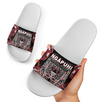 Aotearoa Ngapuhi Slide Sandals Maori Red Tribal Paua Shell Pattern