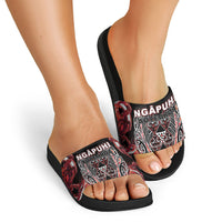 Aotearoa Ngapuhi Slide Sandals Maori Red Tribal Paua Shell Pattern