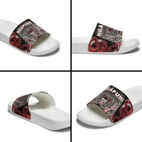 Aotearoa Ngapuhi Slide Sandals Maori Red Tribal Paua Shell Pattern