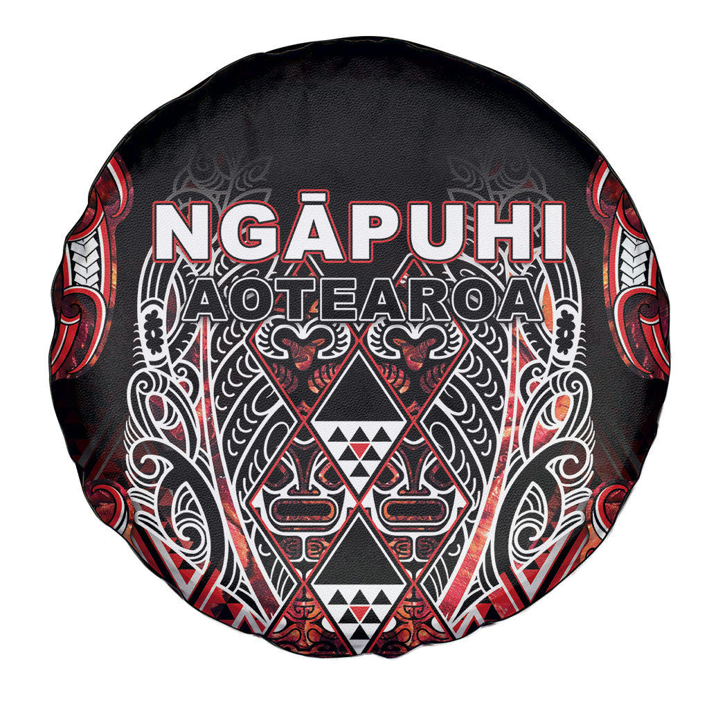 Aotearoa Ngapuhi Spare Tire Cover Maori Red Tribal Paua Shell Pattern