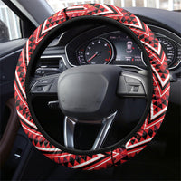 Aotearoa Ngapuhi Steering Wheel Cover Maori Red Tribal Paua Shell Pattern
