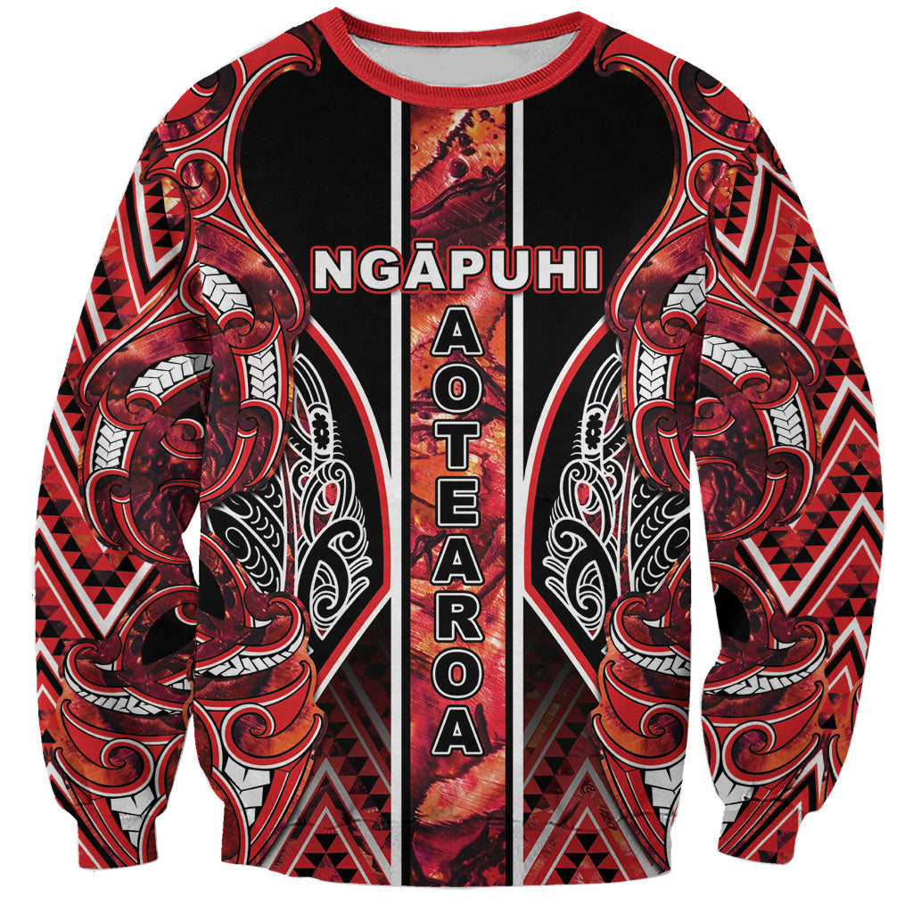 Aotearoa Ngapuhi Sweatshirt Maori Red Tribal Paua Shell Pattern DT05 Unisex Red - Polynesian Pride