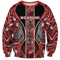 Aotearoa Ngapuhi Sweatshirt Maori Red Tribal Paua Shell Pattern