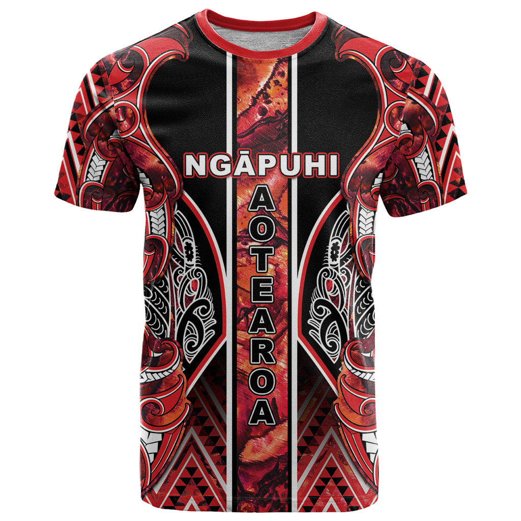 Aotearoa Ngapuhi T Shirt Maori Red Tribal Paua Shell Pattern