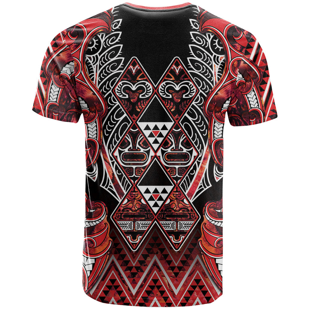 Aotearoa Ngapuhi T Shirt Maori Red Tribal Paua Shell Pattern