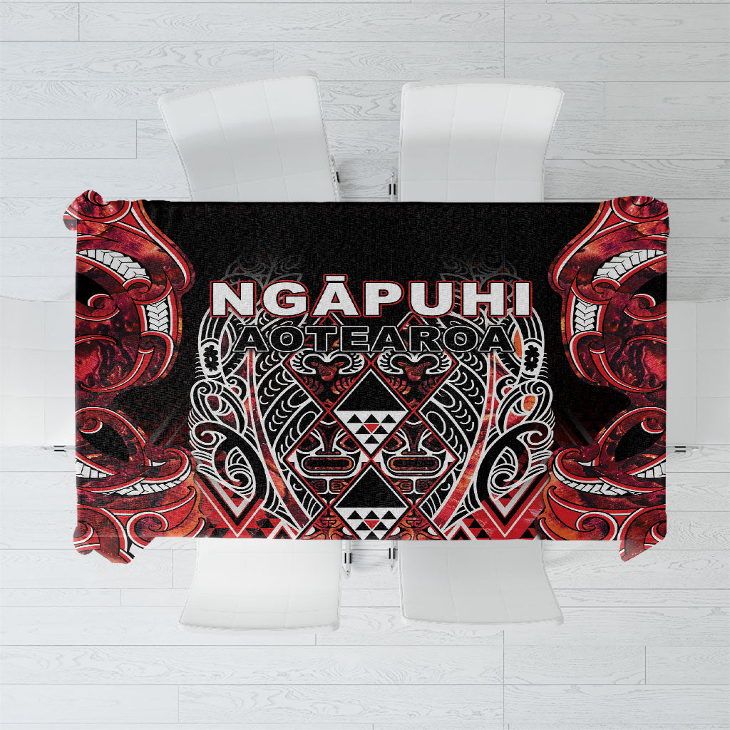 Aotearoa Ngapuhi Tablecloth Maori Red Tribal Paua Shell Pattern