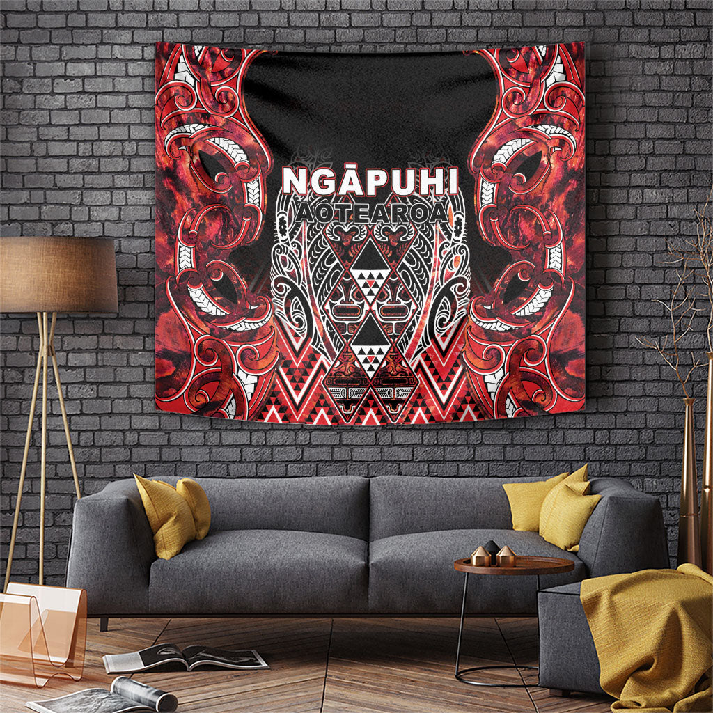 Aotearoa Ngapuhi Tapestry Maori Red Tribal Paua Shell Pattern