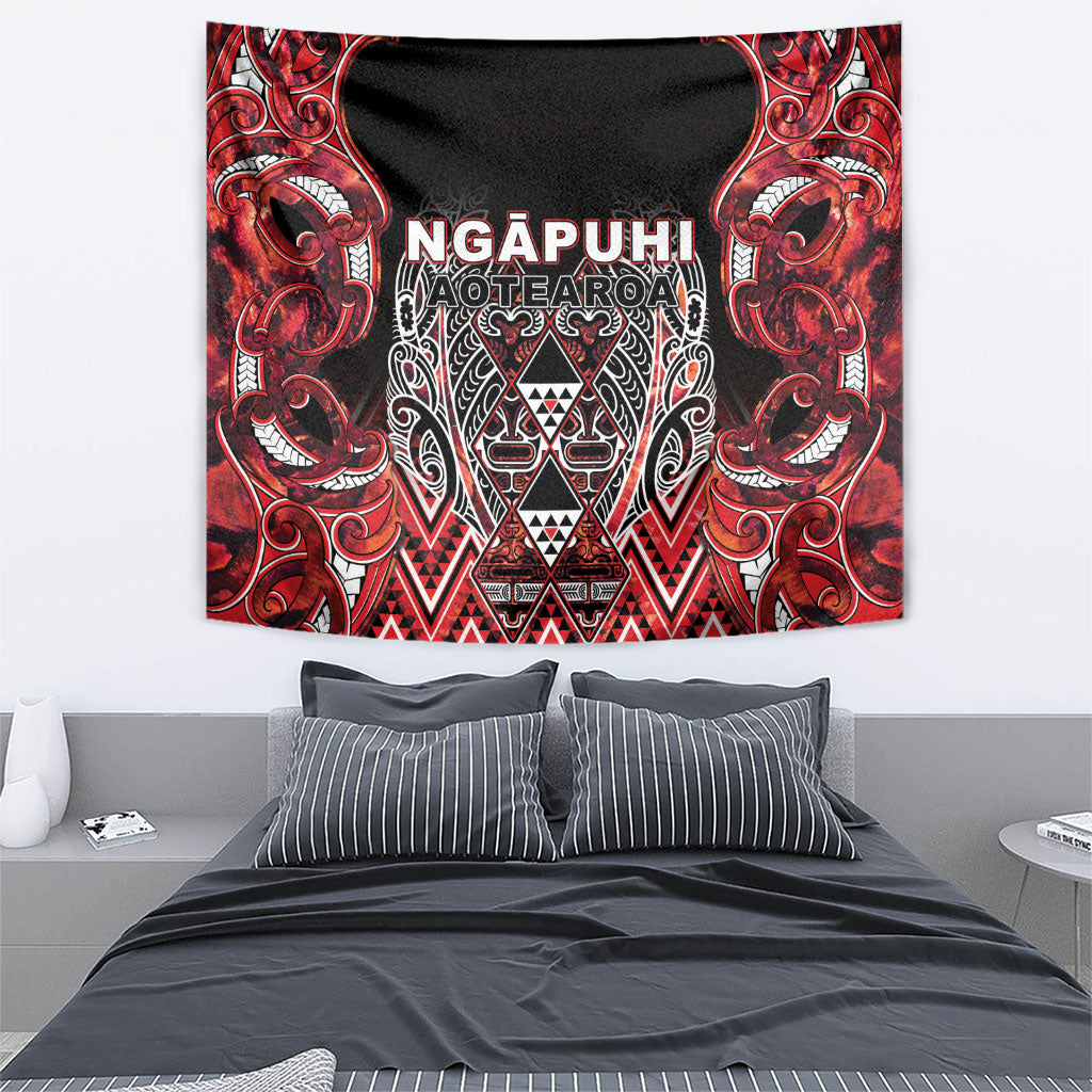Aotearoa Ngapuhi Tapestry Maori Red Tribal Paua Shell Pattern