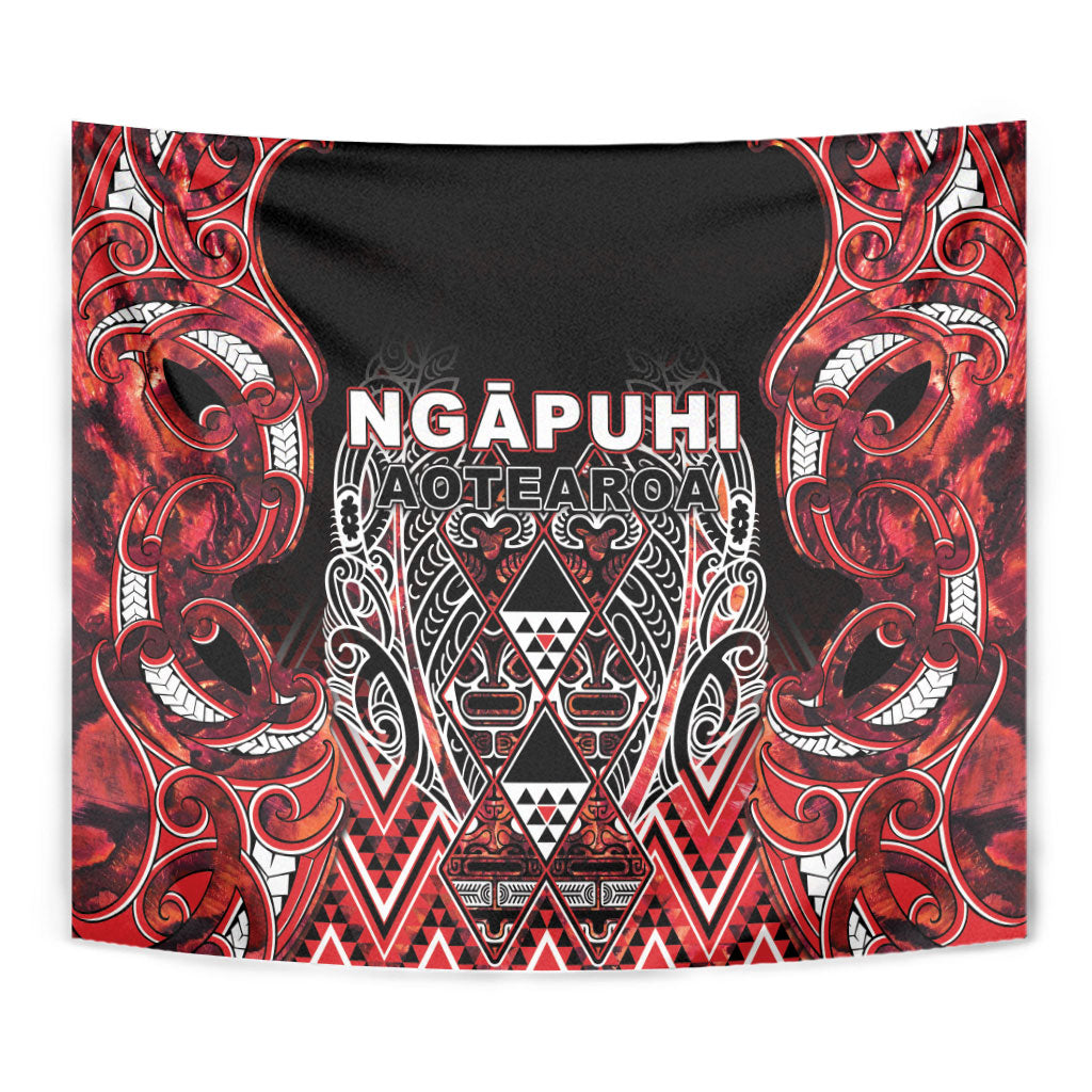 Aotearoa Ngapuhi Tapestry Maori Red Tribal Paua Shell Pattern