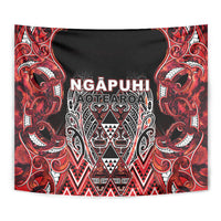 Aotearoa Ngapuhi Tapestry Maori Red Tribal Paua Shell Pattern