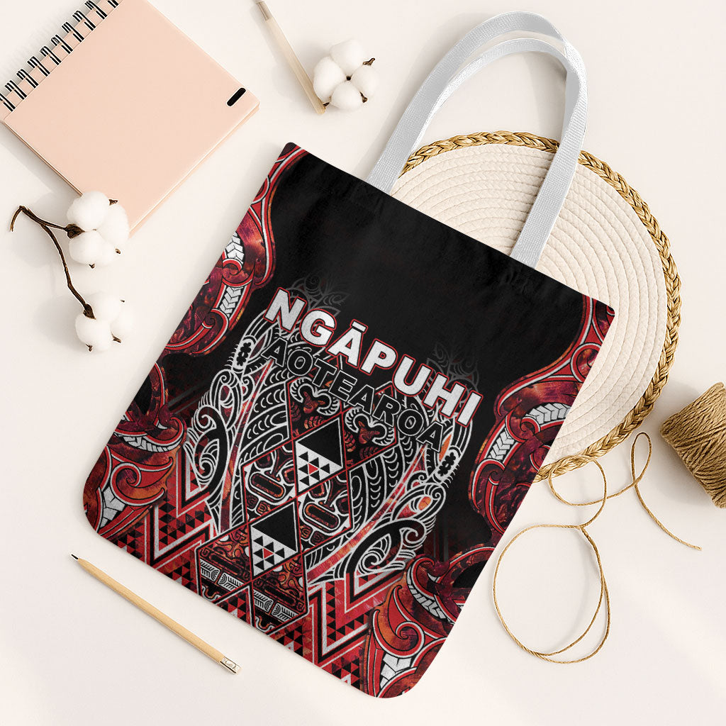 Aotearoa Ngapuhi Tote Bag Maori Red Tribal Paua Shell Pattern