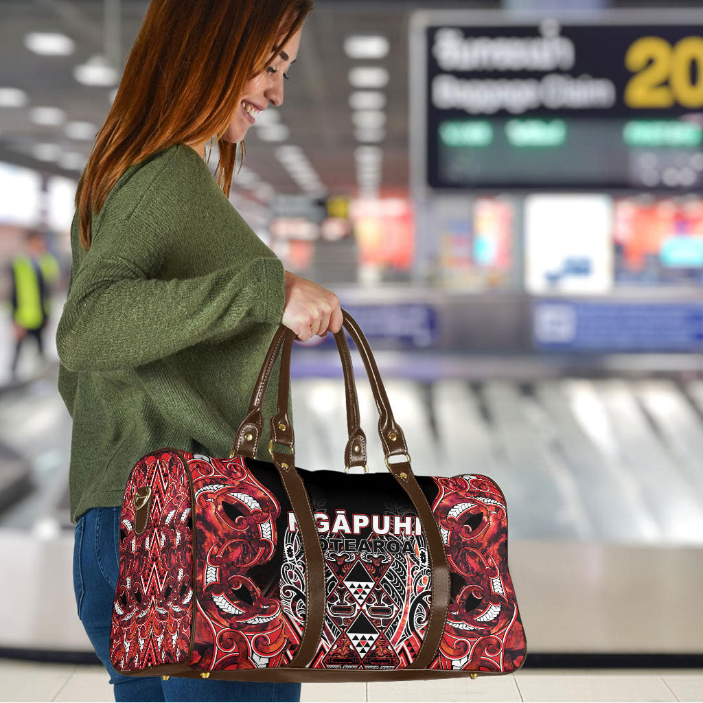 Aotearoa Ngapuhi Travel Bag Maori Red Tribal Paua Shell Pattern