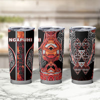 Aotearoa Ngapuhi Tumbler Cup Maori Red Tribal Paua Shell Pattern