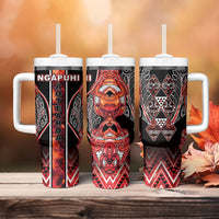Aotearoa Ngapuhi Tumbler With Handle Maori Red Tribal Paua Shell Pattern