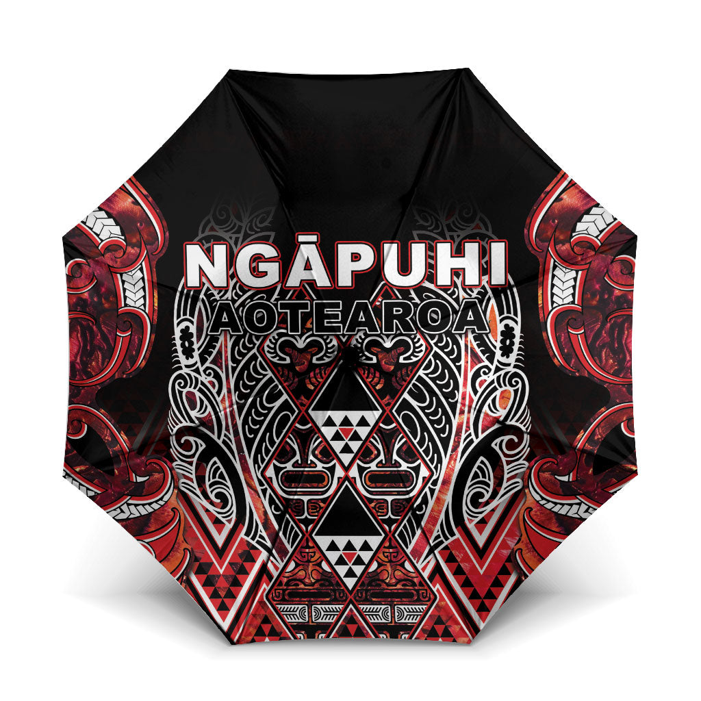 Aotearoa Ngapuhi Umbrella Maori Red Tribal Paua Shell Pattern
