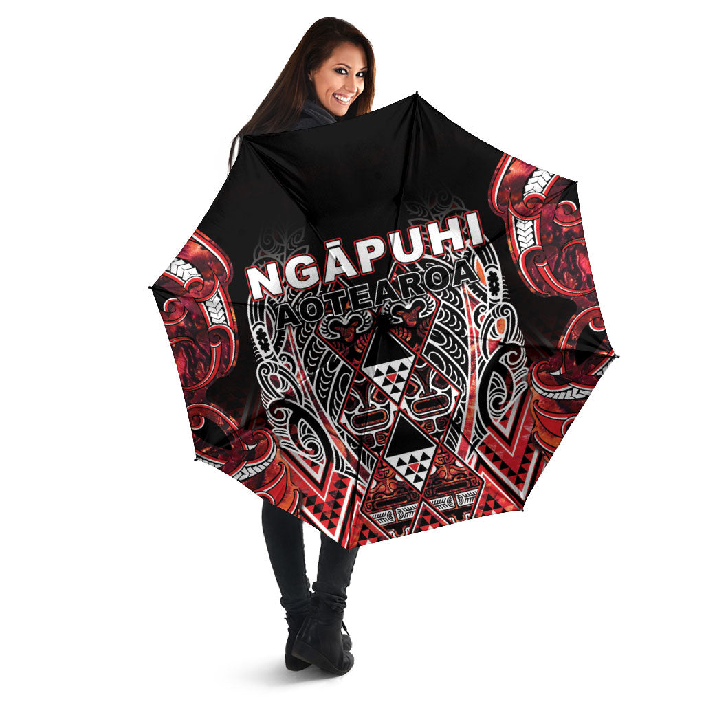 Aotearoa Ngapuhi Umbrella Maori Red Tribal Paua Shell Pattern