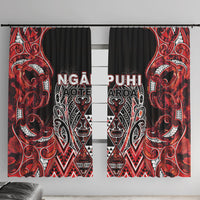 Aotearoa Ngapuhi Window Curtain Maori Red Tribal Paua Shell Pattern