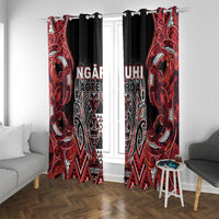 Aotearoa Ngapuhi Window Curtain Maori Red Tribal Paua Shell Pattern