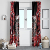 Aotearoa Ngapuhi Window Curtain Maori Red Tribal Paua Shell Pattern